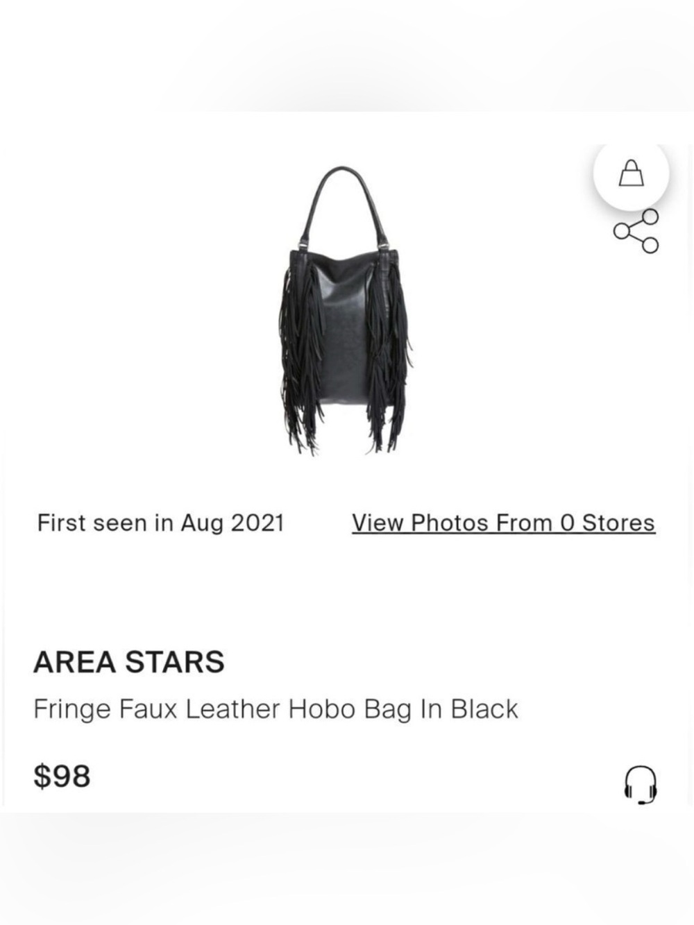 Black Fringe Leather Shoulder Bag - Picture 3 of 8